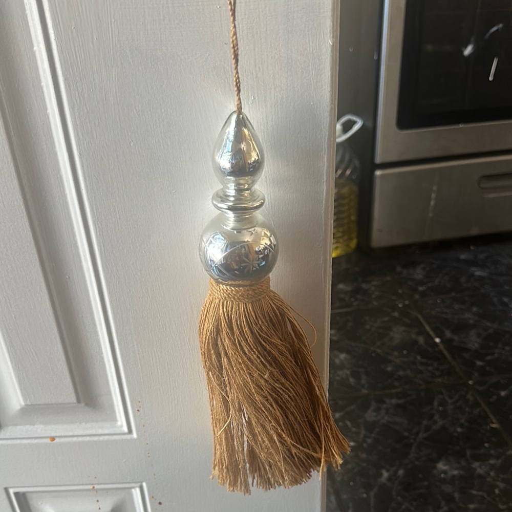 Silver and Tan Decorative Tassel